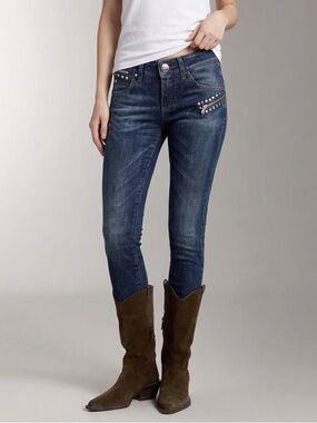 Miss Sixty Vintage Y2K Italian Denim Studded Zipper Low Rise Jeans
